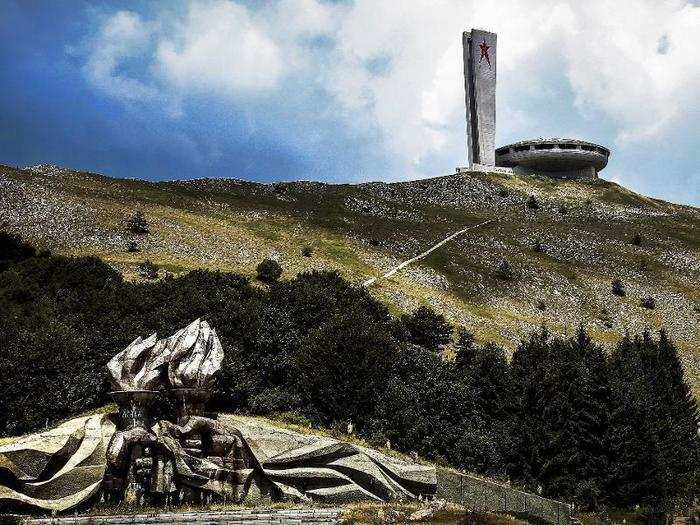 The enormous UFO-like spiritual home of the Bulgarian communist party stands on a peak in Buzludzha, a mountainous part of the country.