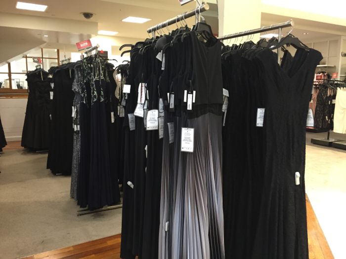 The problem, of course, is that these bright spots are paltry compared to the rest of the store, like this semi-haphazard section of gowns.