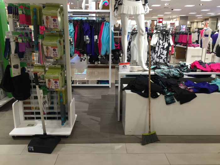 At least someone was sweeping up the athleisure section.