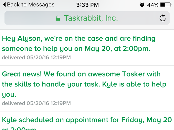 To get our mask to the office, we paid about $30 more for TaskRabbit, a startup that hires local people to run errands for you, to bring it to us. Our Task Rabbit, Kyle, picked up our mask from Toys R Us and delivered it to Tech Insider within an hour.