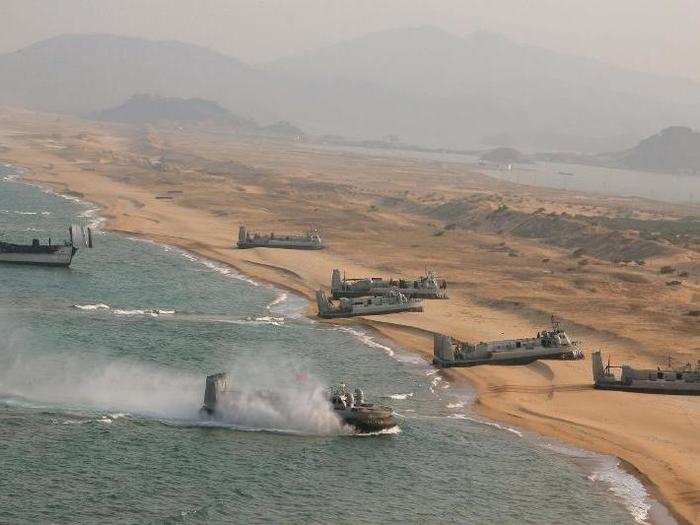 It is believed that the North Korean military has 260 amphibious landing craft in its naval force.