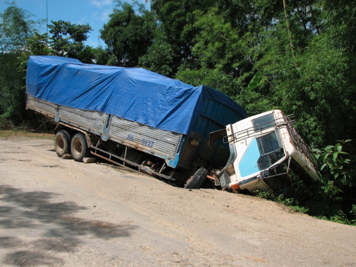 Along the way we passed a few trucks that had veered off the road.