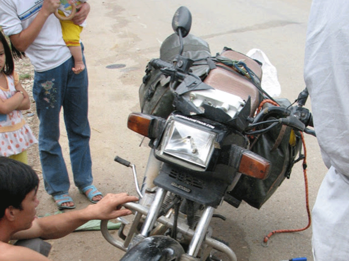 With water buffalo crossing the road virtually anywhere, it made for dangerous conditions. Ronnie went around the bend too quickly and crashed into one. Luckily, both he and the water buffalo were ok. If a motorist kills a water buffalo they must pay the owner fair value.