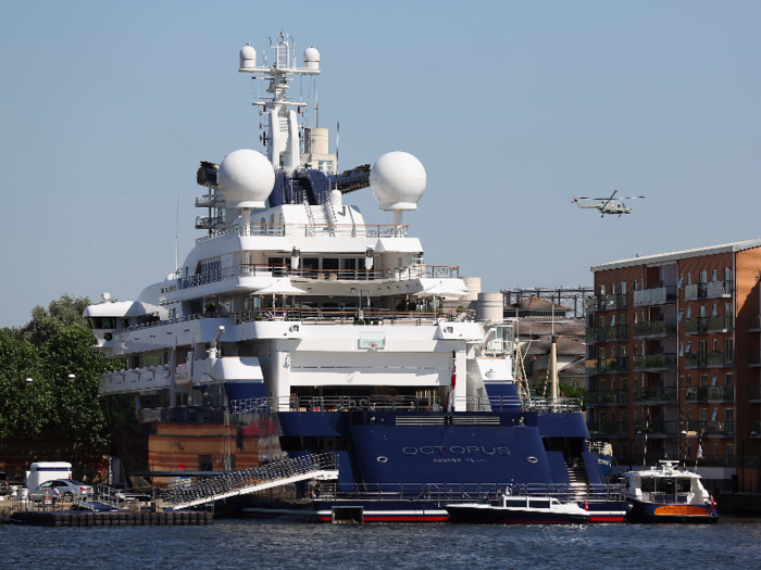 14. Octopus — 126 metres / 414 feet. Owned by Microsoft co-founder Paul Allen, this massive yacht spends most of its time moored in Antibes, France, and even has a helicopter landing pad.