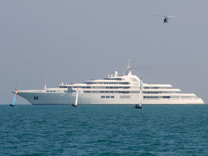 3. Dubai — 162 metres / 532 feet. This gigantic yacht was commissioned by Prince Jefri of Brunei in 1996 and is currently owned by Sheikh Mohammed bin Rashid Al Maktoum. Apart from the usual luxuries, the Dubai also has a 21 metre wide atrium to impress the 24 capacity guests staying overnight.