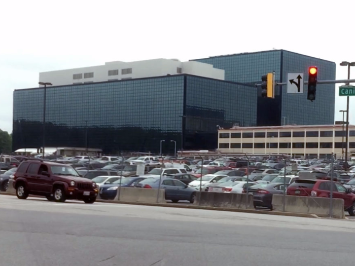 Off the exit, the towering NSA headquarters building can be seen on the right as you head to the museum. Of course, there are plenty of fences, gates, and guards to keep you out.