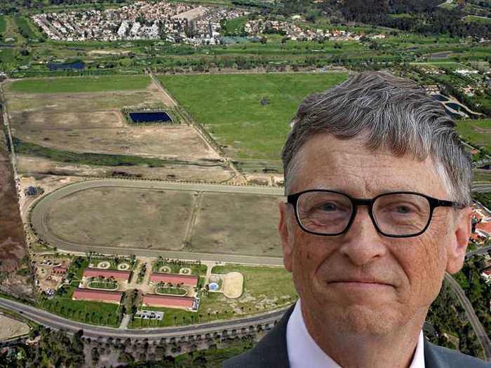 In late 2014, Bill Gates spent $18 million on a 228-acre horse farm in Rancho Santa Fe, California. The property, known as the Rancho Paseana, includes a racetrack, guesthouse, office, veterinarian