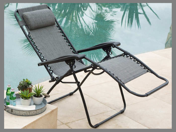 "Zero gravity" lounge chair with a canopy