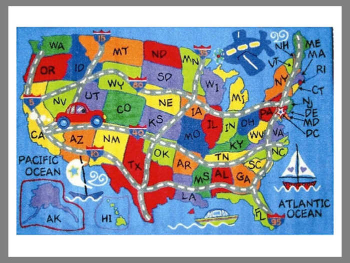 United States map rug