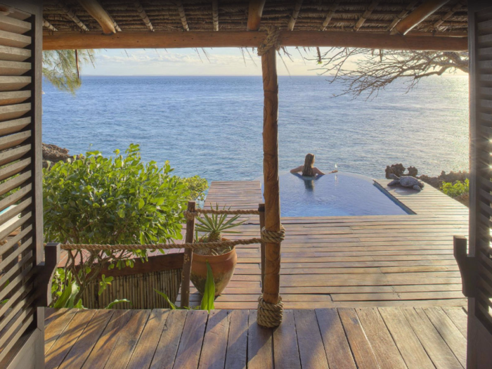 Azura Quilalea, located on a private island in Mozambique, lies within a fully protected marine reserve that offers visitors prime snorkeling and diving opportunities. You can also kayak through the island