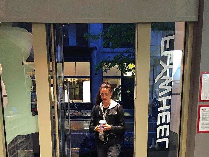 Kara grabbed a cup of coffee on the way to Manhattan, and made it to FlyWheel by 5:15 a.m., before the sun was even up.