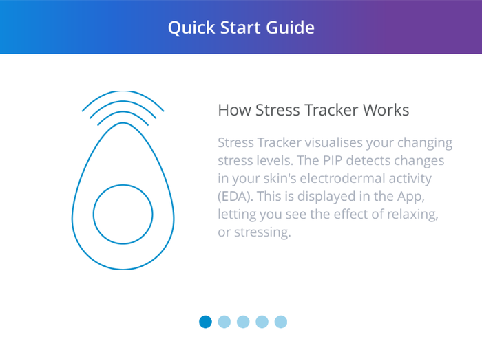 To get started, I set up the main app, the Pip Stress Tracker. It walked me through how the biosensor worked.