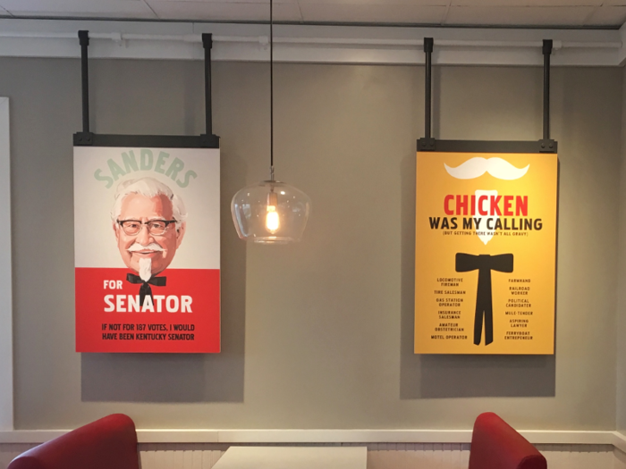 Some Sanders-inspired elements are lighthearted nods to KFC