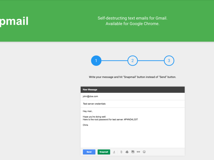 Snapmail sends self-destructing emails for you
