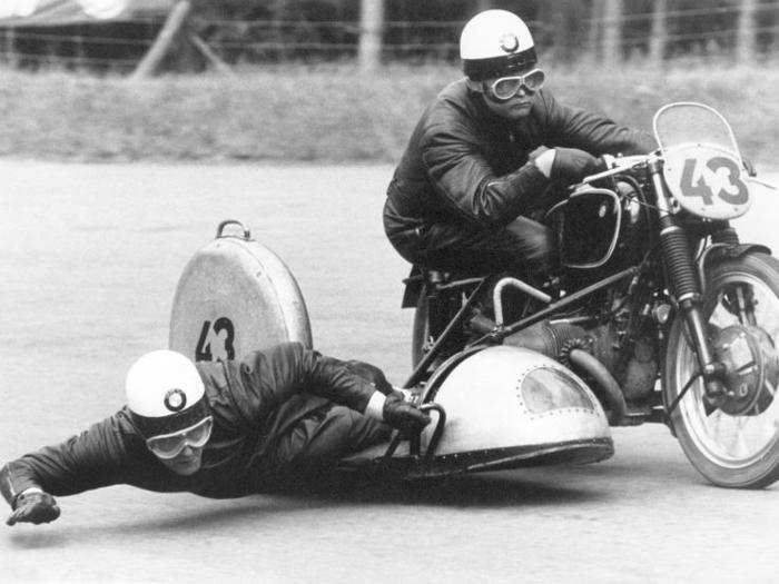 BMW returned to developing their immensely powerful supercharged motorcycles after the war. Wilhelm Noll and Fritz Crohn won the Sidecar World Championship (which remains to this day an actual thing) on a BMW RS54 in 1954 and 1956.