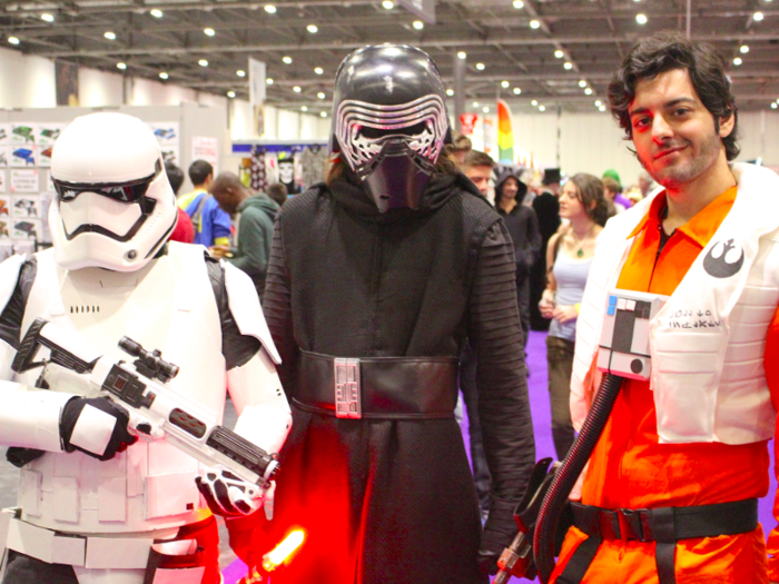 And here is a storm trooper, Kylo Ren, and famous starfighter lookalike from "Star Wars: A Force Awakens" Poe Dameron.