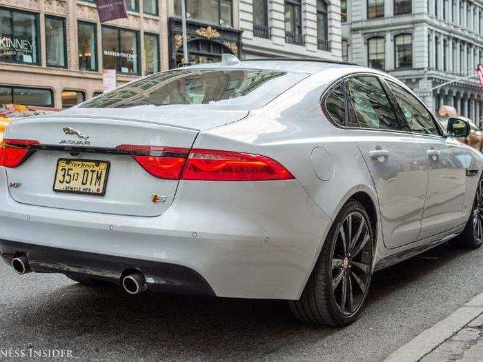 The rear end of the XF is distinguished by the car