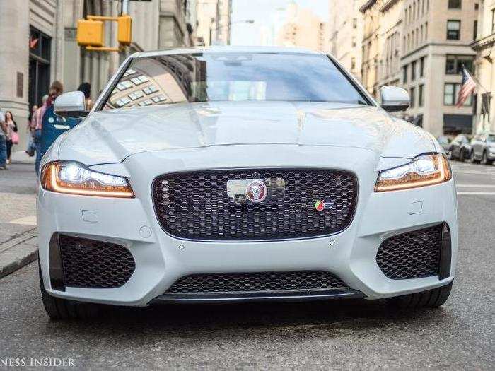 In tight corners, the XF remains composed and fleet of foot thanks to its rigid aluminum construction and "Torque Vectoring by Braking" system. This technology applies the brakes on the inside rear wheel as the car is cornering — which effectively pivots the car around corners. The fact that Jag decided to go with the all-aluminum V6 instead of a heavier V8 in this car helps its handling — less weight over the front wheels results in better cornering behavior.