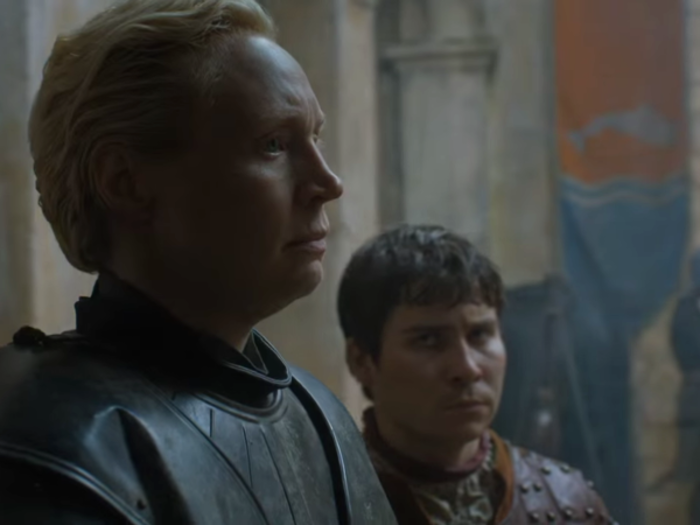 BONUS: This shot is from one of the season six trailers, and not the episode seven one, but here we see Brienne and Pod inside Riverrun. Sansa sent them to bring the Tully army north, so we can expect a Jaime and Brienne reunion.