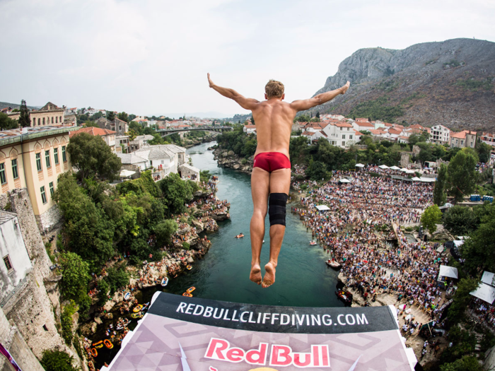 Another popular location is Mostar in Bosnia and Herzegovina. According to Colturi, the city has a history of high diving, and the Stari Most bridge (pictured here) has traditionally been a place for men to jump off of when transitioning into adulthood. The bridge was destroyed during the Croat-Bosniak War but was later redeveloped into the popular spot it is today.