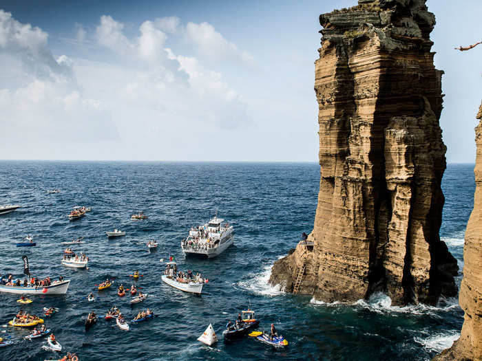 Oftentimes divers will have to scope out destinations before they arrive and focus on their mental preparation, since no diving facility has platforms this high. Divers will practice in Olympic diving pools, but those platforms will usually only reach half the height the divers typically jump off of during the Red Bull series.