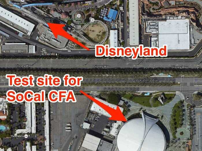 A test site in California was located directly across the street from Disneyland and traffic was insane.