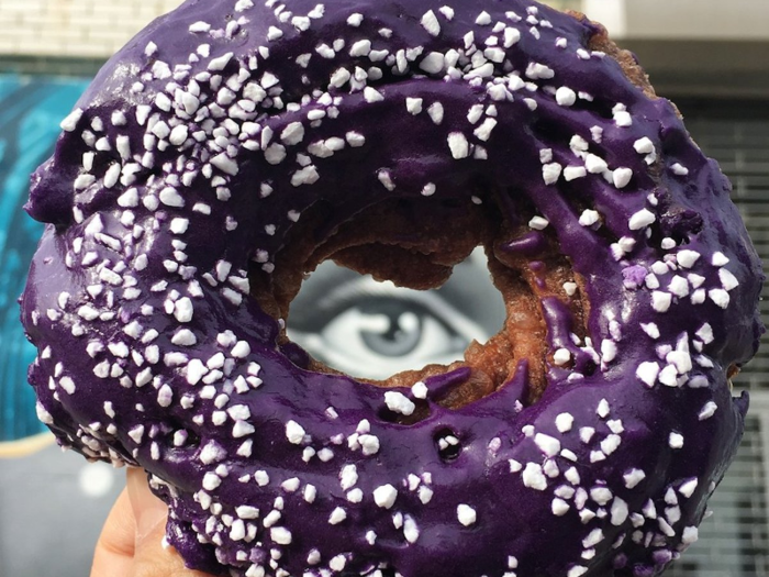 Manila Social Club serves Filipino cuisine with a unique twist. A perfect example is their purple ube doughnut: a treat similar to a French cruller, but the dough and the frosting are made from ube, a yam native to the Philippines. It