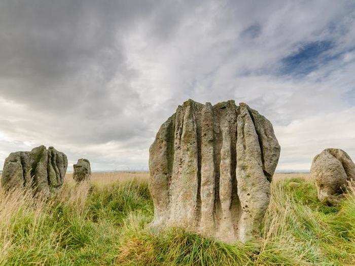 The Duddo Five Stones site in North Northumberland was originally made up of seven stones. However, due to the soft sandstone chosen for the monuments, two have been lost. Erosion also explains the deep cuts in the faces of the stones.