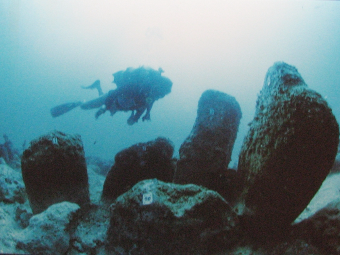 The stone circle of Atlit Yam lies in the Mediterranean Sea, near Haifa in Israel. Part of vast ancient neolithic ruins, it was first discovered in 1984 and exists among houses, wells, and human remains.