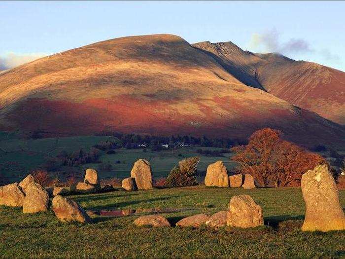 Also in Cumbria, near Keswick, Castlerigg Stone Circle is made up of 38 stones, approximately 30 meters in diameter. It dates from around 3000 BC and contains "significant astronomical alignments."