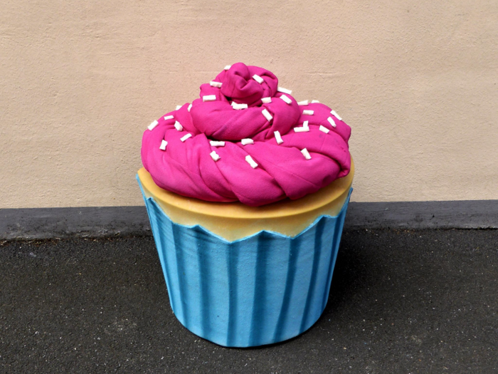 This cupcake features sprinkles made out of mattress foam.