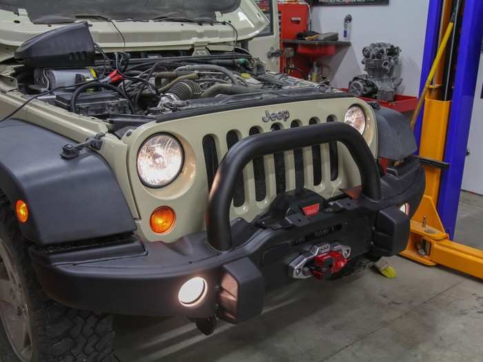 I also installed an AEV front bumper that protects the radiator really well, and has a skid plate for the steering. Not pictured: I also installed an engine skid plate to protect it from rocks.