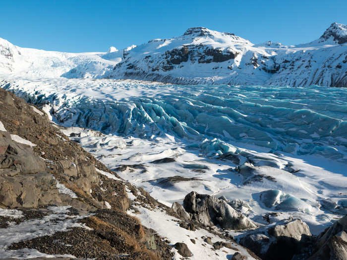 Another Icelandic location used was Svinafellsjokull, with more snowy ridges and icy ground to utilize.