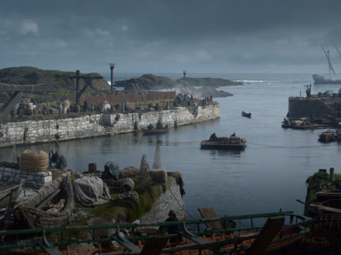 In season two, the harbor was transformed into Pyke of the Iron Islands — home to Theon Greyjoy and his family.