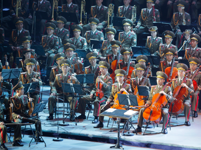 The Moranbong band are often supported by a full orchestra.