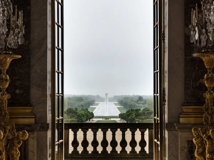 When viewed from the palace, the water seems to just pour out of the sky.