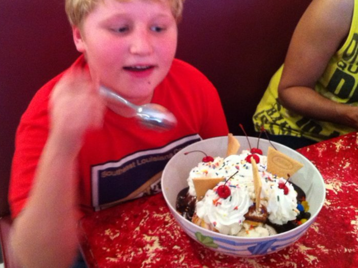 Creole Creamery in New Orleans is known for the Tchoupitoulas sundae, a monstrous eight-scoop, eight-topping sundae with whipped cream, cherries, and wafers. It