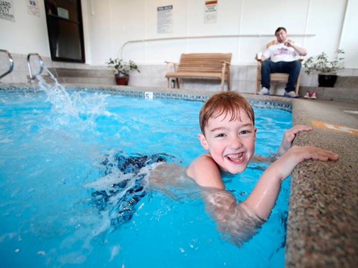 FANTASY: Swimming laps at the Inn at Seaside in Oregon.