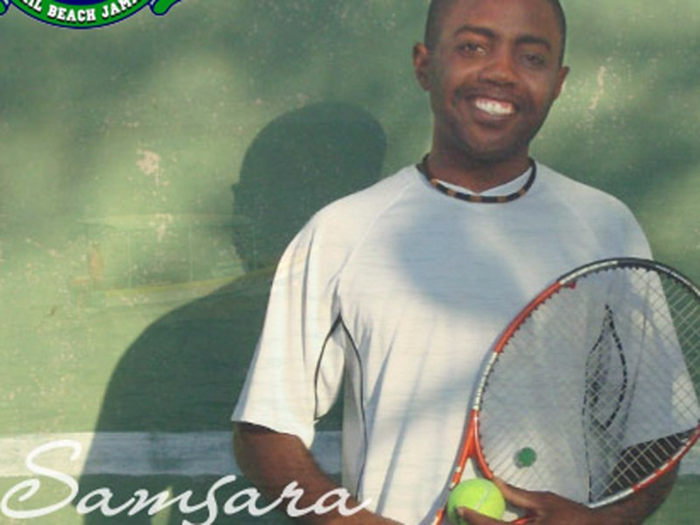 FANTASY: Learning to play tennis like a pro thanks to this smiling instructor at Samsara Cliff Resort & Spa in Jamaica.