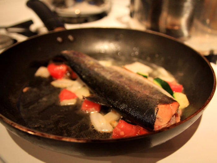 15. A la plancha — "(Of meat or fish) pan-fried or cooked on a griddle."