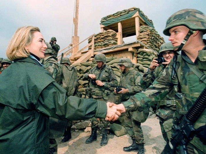 As First Lady, she did a lot of traveling, like to Bosnia in 1996 to meet US soldiers.