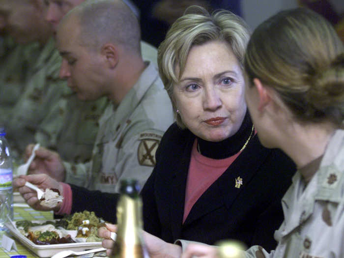 A power woman power lunches with US troops in Bagram Airbase, north of Kabul, in 2003.