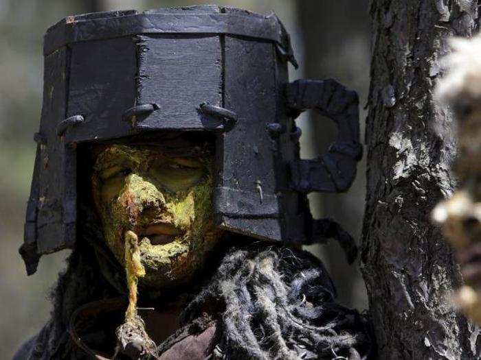 The LARPers used face paint and make-up to transform into the evil armies of the orcs, goblins, and wargs.