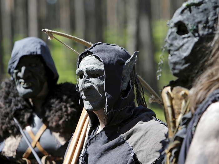 These three LARPers wore masks and in the dark, they probably looked like the deformed, nightmarish goblins.