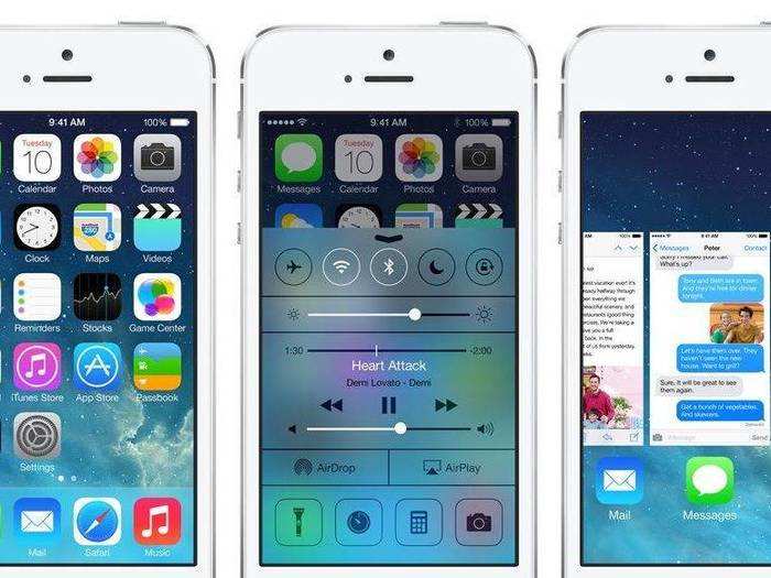 iOS 7 marked a complete visual redesign. There are other additions, like AirDrop and Control Center, but the biggest change by far was the overall aesthetic of the operating system.