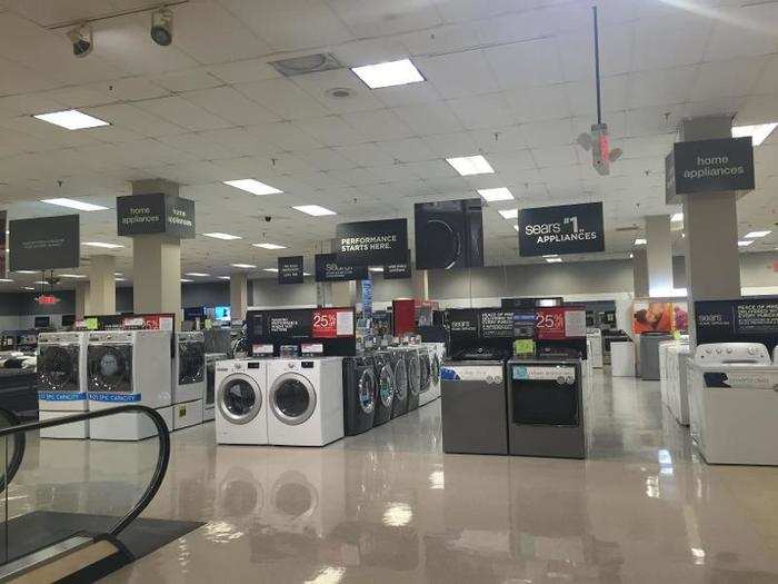 The home appliances department, which is on the bottom floor, is the tidiest part of the store.