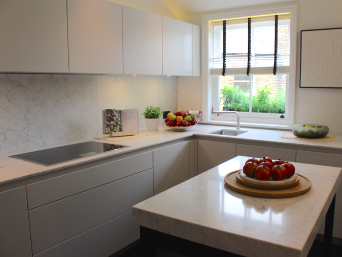 The kitchens are light and airy and every possible space has been used, including an outside herb garden by the window.