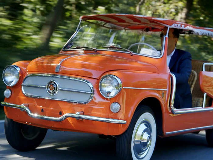 A Fiat Jolly transported Seinfeld and Louis CK for a day out on the water on a boat in the New York harbor.