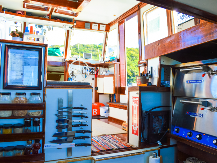 The boat is outfitted with solar panels to power many of its appliances, the couple told Bloomberg. They even have an on-board “water maker” that desalinates ocean water so it can be used for cooking.