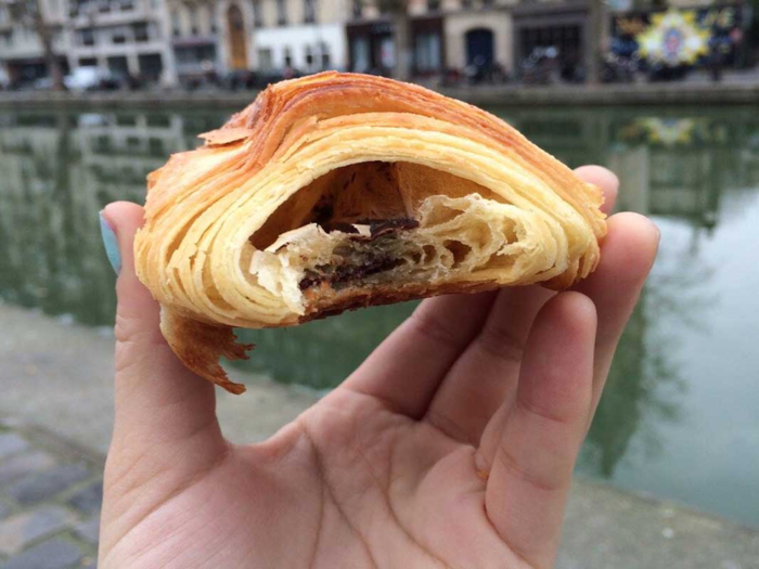 Pain au chocolat translates literally to chocolate bread, a genius combination that French bakers have mastered. Biting into one of these pastries provides the perfect combination of flaky crust and rich chocolate.